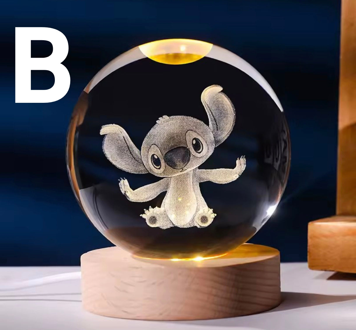 Lámpara Bola de Cristal 3D de Stitch – Luz Nocturna LED Decorativa | Regalo Original y Tierno