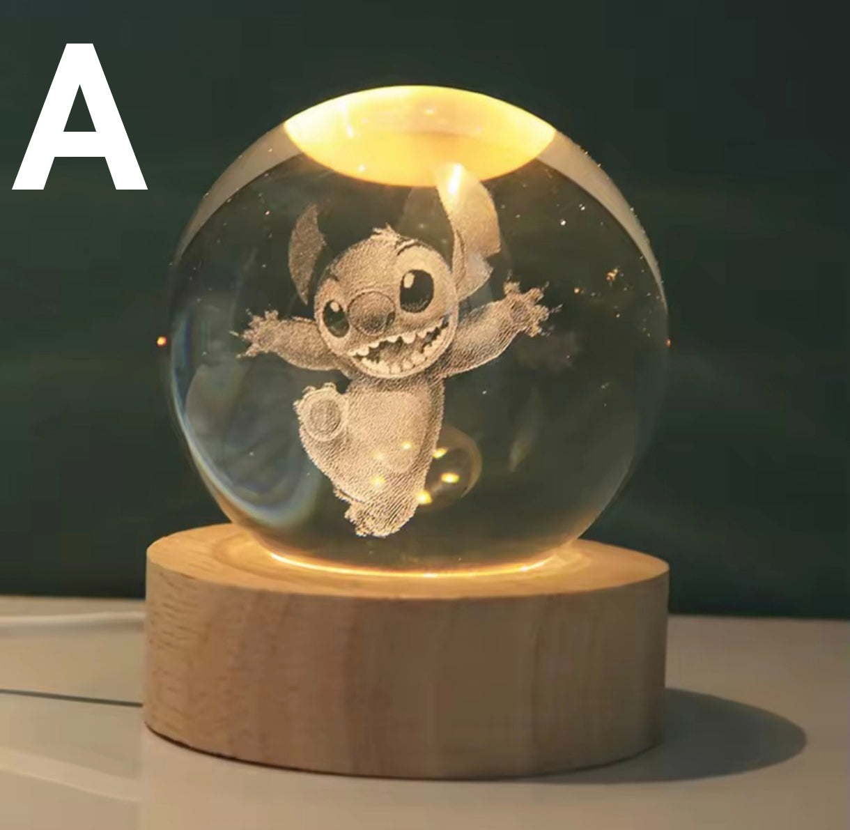 Lámpara Bola de Cristal 3D de Stitch – Luz Nocturna LED Decorativa | Regalo Original y Tierno